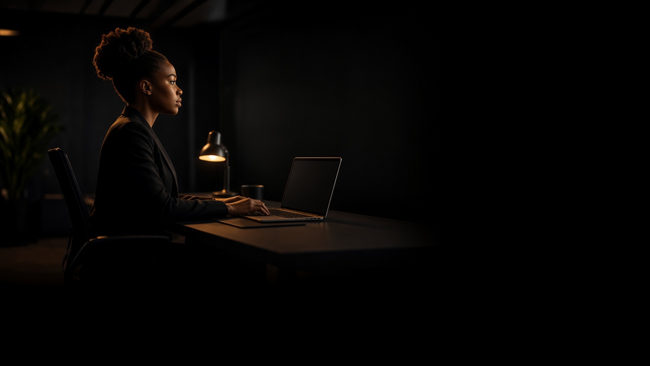 An administrator at a laptop on the night desk